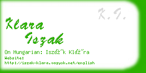 klara iszak business card